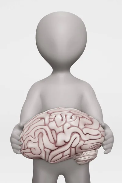 Рендер Персонажа Человеческим Мозгом — стоковое фото