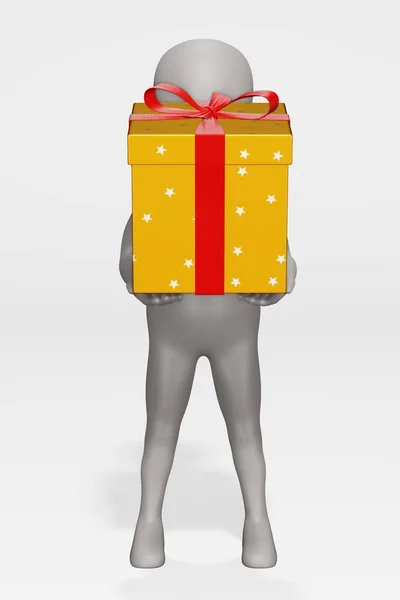 Render Cartoon Character Gift — Stock Photo, Image