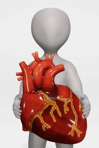 Render Carattere Con Cuore — Foto Stock