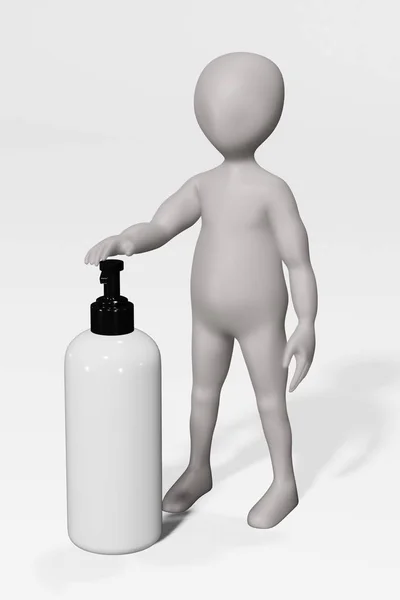 Render Van Stripfiguur Met Lotion — Stockfoto