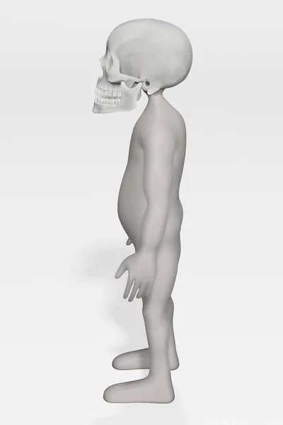 Rendre Caractère Avec Crâne Humain — Photo