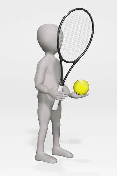 Render Rajzfilm Karakter Tenisz Berendezések — Stock Fotó