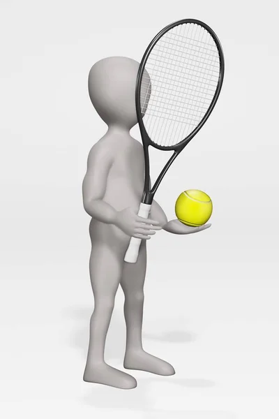 Render Van Stripfiguur Met Tennismateriaal — Stockfoto