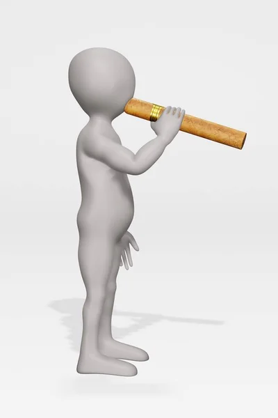 Renderizado Personaje Dibujos Animados Con Cigarro — Foto de Stock