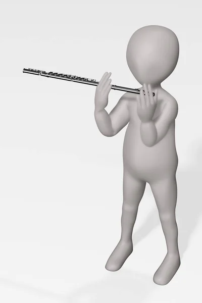 Render Cartoon Character Flute — Stock Photo, Image