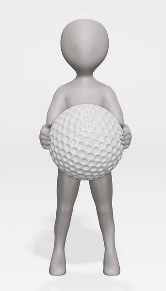 Render Van Stripfiguur Met Golfbal — Stockfoto