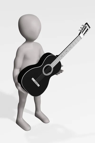 Renderizado Personaje Dibujos Animados Con Guitarra —  Fotos de Stock