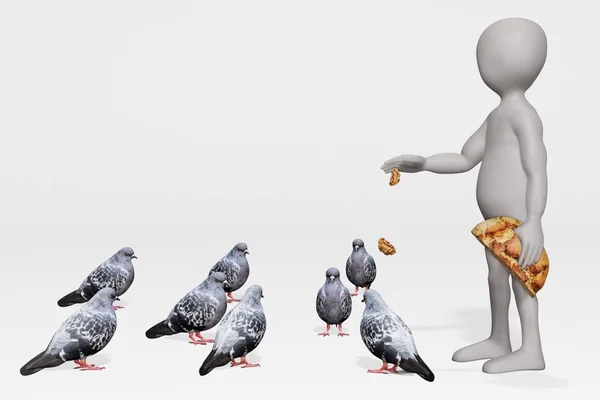 Render Cartoon Character Pigeons — Stock Photo, Image