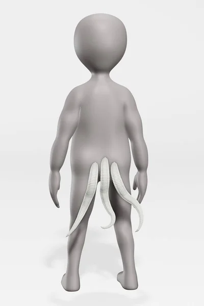 Render Del Personaggio Dei Cartoni Animati Con Pinworm — Foto Stock