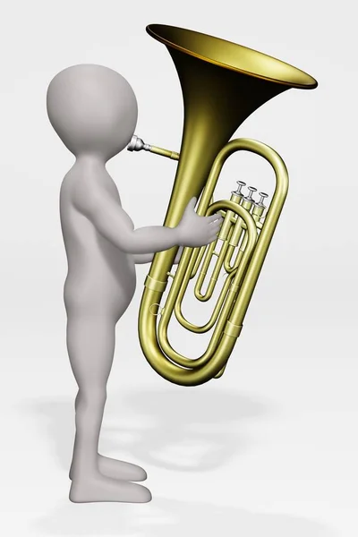 Render Cartoon Character Tuba — Stock Photo, Image