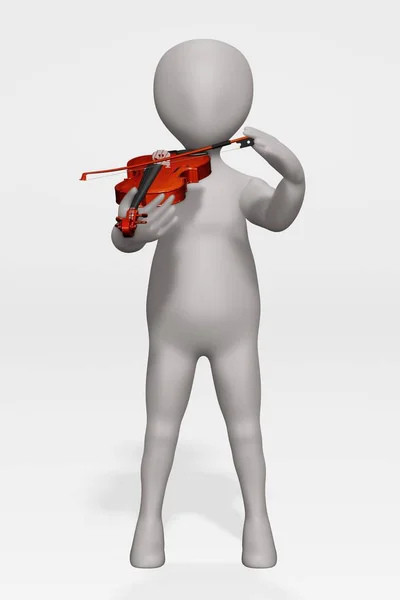 Render Cartoon Character Violin — Stock Photo, Image