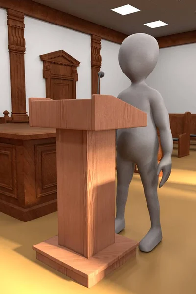 Render Cartoon Χαρακτήρες Στο Courtroom — Φωτογραφία Αρχείου