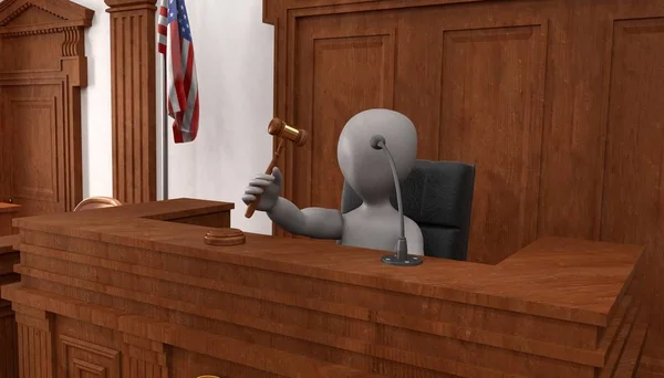 Render Cartoon Χαρακτήρες Στο Courtroom — Φωτογραφία Αρχείου