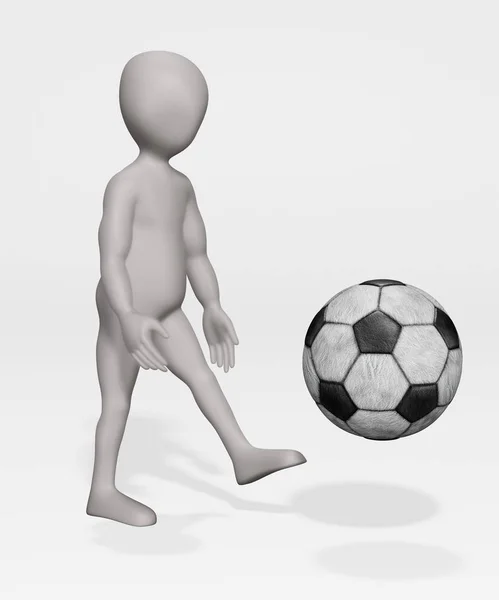 Render Personagem Desenhos Animados Com Futebol — Fotografia de Stock