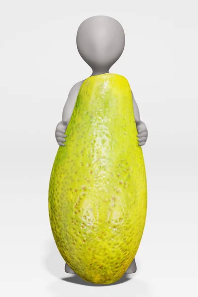 Darstellung Der Cartoon Figur Mit Papaya — Stockfoto