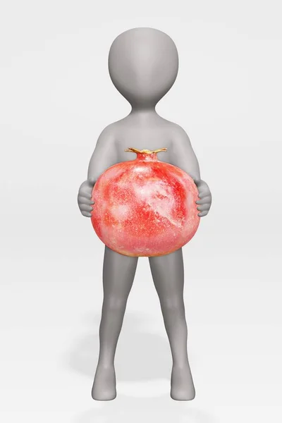 Render Cartoon Character Pomegranate — Stock Photo, Image