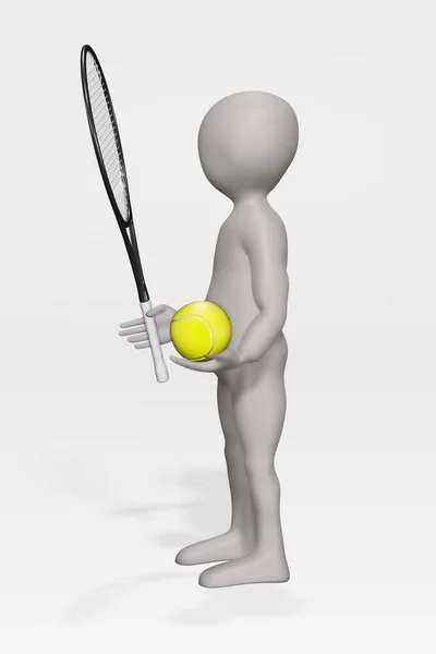 3Dテニス用品漫画のキャラクターのレンダリング — ストック写真