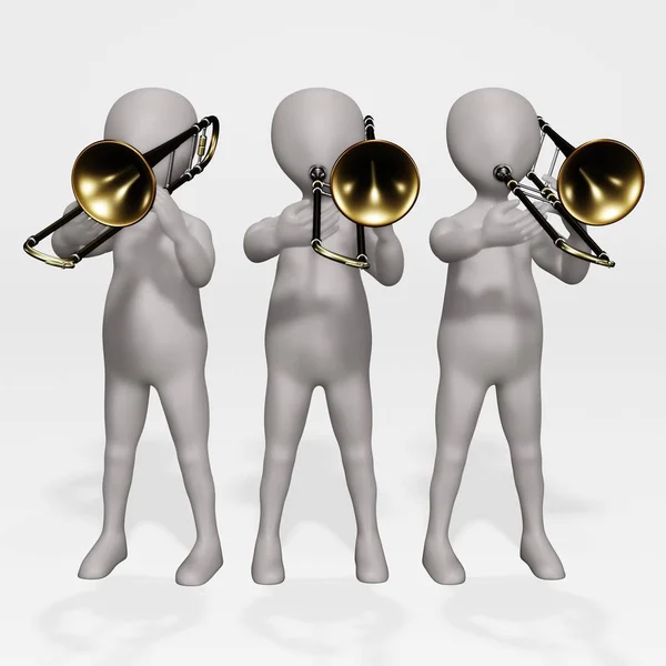 Render Van Stripfiguur Met Trombone — Stockfoto