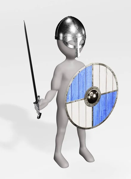 Render Cartoon Character Viking Warrior — Stock Photo, Image