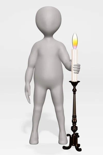 Renderizado Personaje Dibujos Animados Con Candelabro —  Fotos de Stock