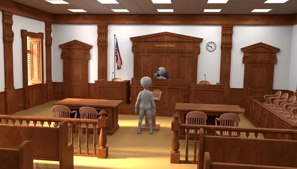 Renderização Personagens Desenhos Animados Sala Tribunal — Fotografia de Stock