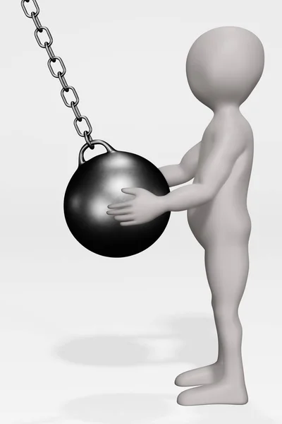 Render Cartoon Character Wrecking Ball — Stock Photo, Image