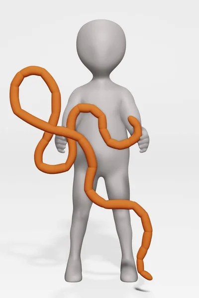 Render Del Personaggio Dei Cartoni Animati Con Virus Ebola — Foto Stock