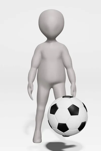 Render Personagem Desenhos Animados Com Futebol — Fotografia de Stock