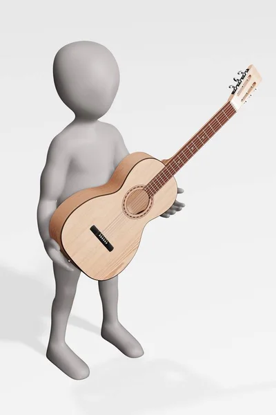 Render Cartoon Character Guitar — Stock Photo, Image