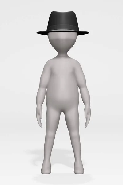 Renderização Personagem Desenho Animado Com Chapéu — Fotografia de Stock