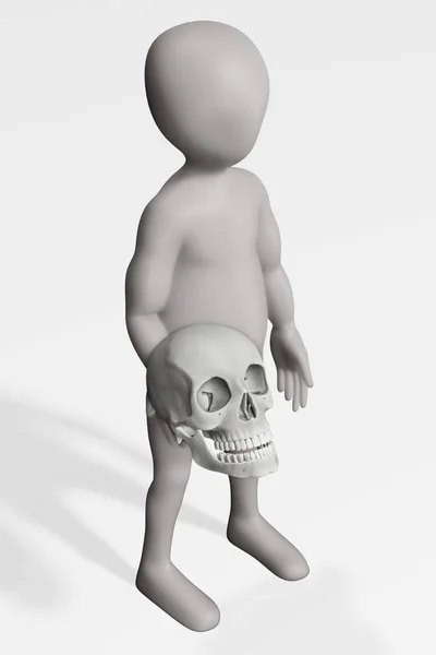 3D具有人类骷髅的性格渲染 — 图库照片