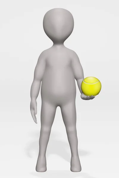 3Dテニス用品漫画のキャラクターのレンダリング — ストック写真