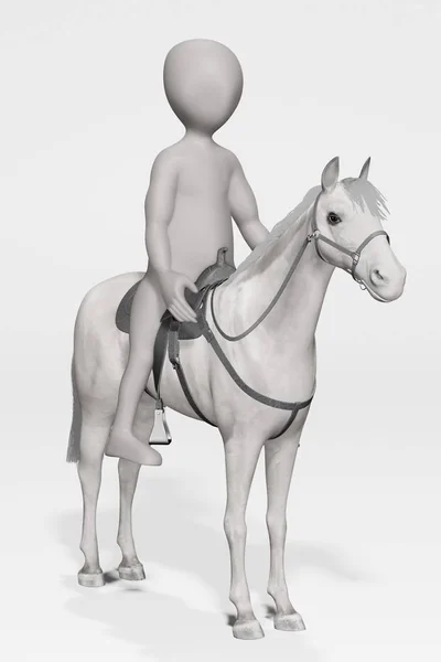 Render Van Stripfiguur Met Paard — Stockfoto