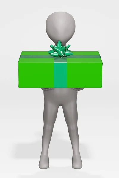 Render Cartoon Character Gift — Stock Photo, Image