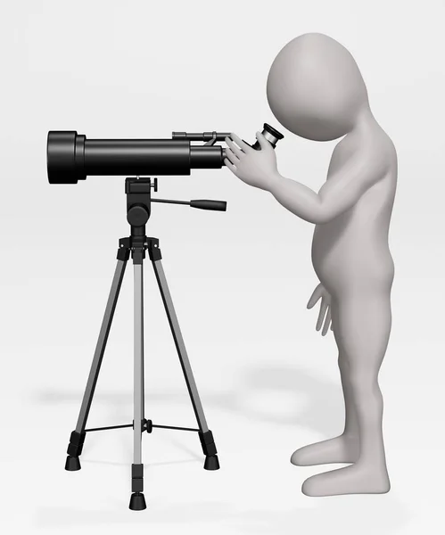 Render Seriefiguren Med Teleskop — Stockfoto