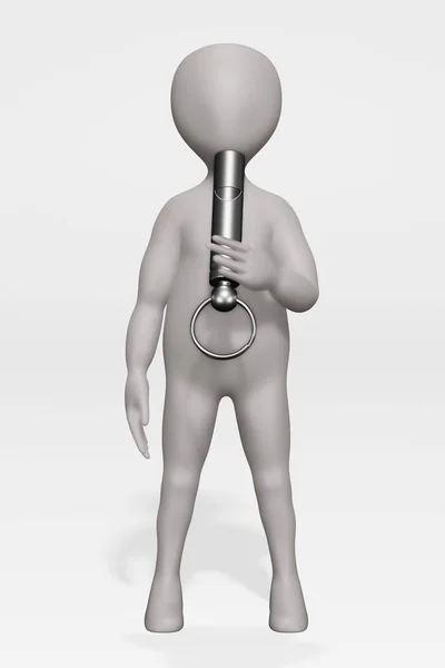 Render Cartoon Character Whistle — Stock Photo, Image