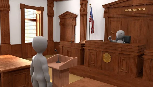 Render Cartoon Characters Courtroom — стокове фото