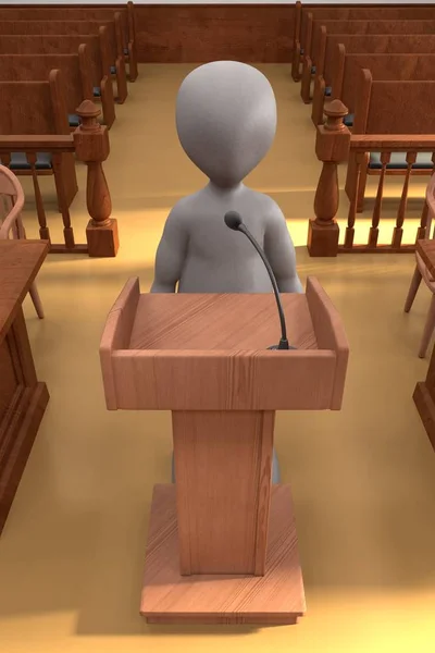 3D审判室卡通人物的渲染 — 图库照片