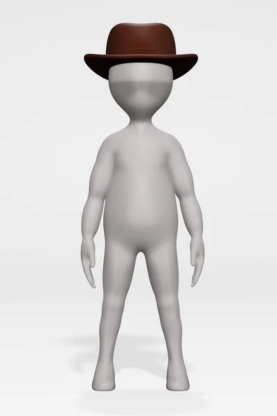 Renderização Personagem Desenho Animado Com Chapéu — Fotografia de Stock
