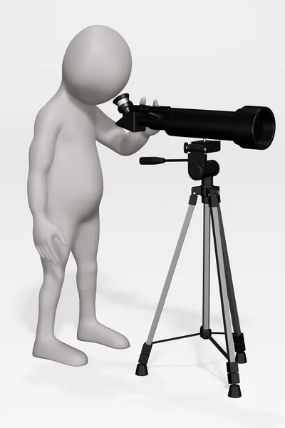 Render Cartoon Character Telescope — Stock Photo, Image