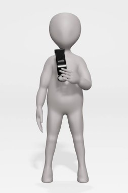 3D render düdüğü ile çizgi film karakteri
