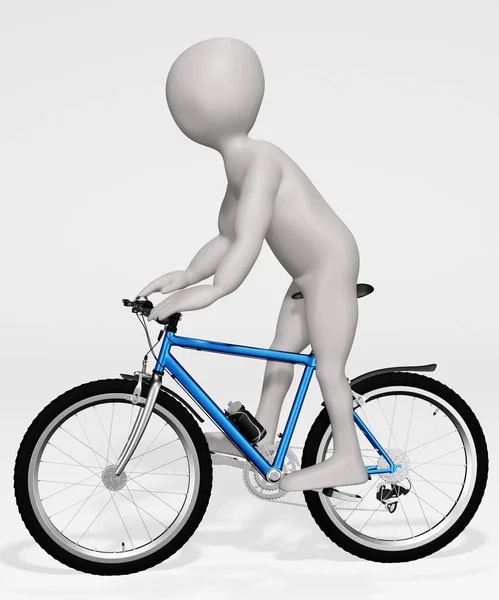 在自行车上的卡通人物的 呈现器 — 图库照片