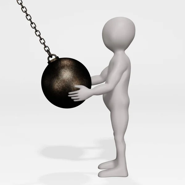 Render Cartoon Character Wrecking Ball — Stock Photo, Image