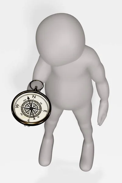 Darstellung Der Cartoon Figur Mit Kompass — Stockfoto