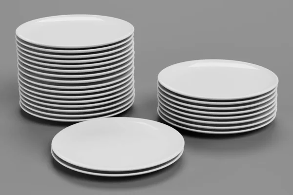 Realistic Render Ceramic Plates — Stock Photo, Image