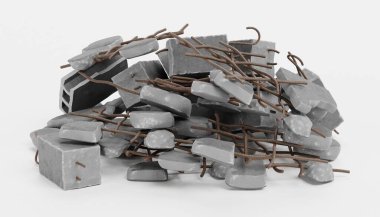 Realistic 3D Render of Pile of Rubble clipart