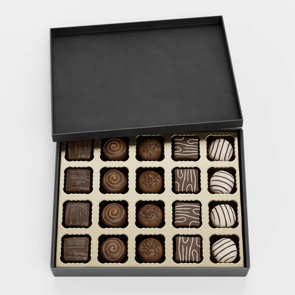 Renderização Realista Caixa Chocolate — Fotografia de Stock