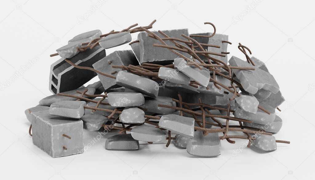 Realistic 3D Render of Pile of Rubble
