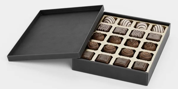 Realistische Render Van Chocoladedoos — Stockfoto
