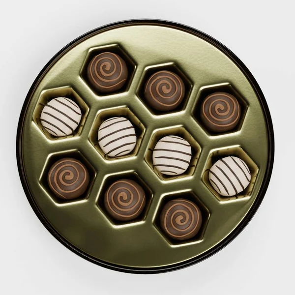 Realistický Render Čokoládové Krabice — Stock fotografie
